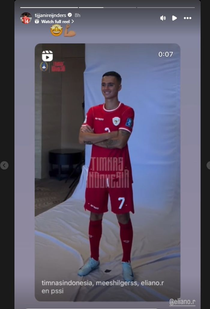 Unggahan instagram gelandang timnas Belanda, Tijjani Reijnders.