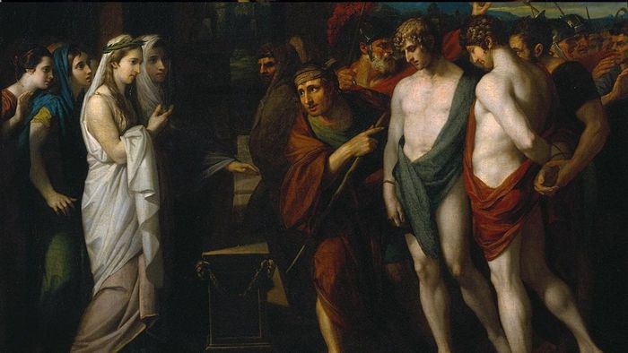Pylades dan Orestes Dibawa sebagai Korban di Hadapan Iphigenia.
