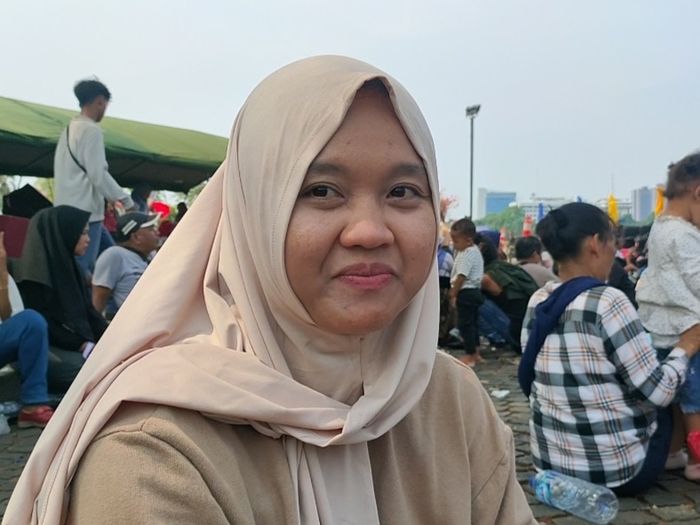 Diah, pengunjung asal Cikarang di HUT TNI di Monas, Jakarta Pusat, Sabtu (5/10/2024). 