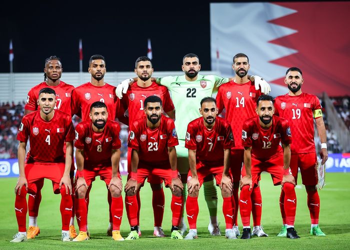 Skuad Bahrain saat jumpa Jepang di Bahrain National Stadium, Riffa, 10 September 2024 di Kualifikasi Piala Dunia 2026 Zona Asia