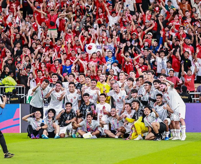 Skuad Timnas Indonesia usai menahan imbang Arab Saudi di King Abdullah Sports City, Jeddah pada 5 September 2024