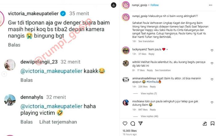 Komentar sahabat Paula Verhoeven tentang tangisan Baim Wong