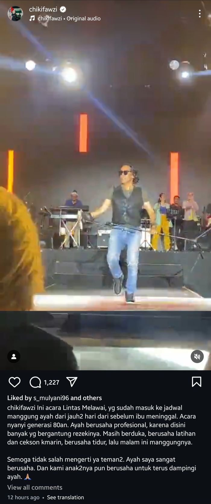  Ikang Fawzi sudah kembali manggung dan menjadi salah satu pengisi acara di festival musik Lintas Melawai Volume 2.