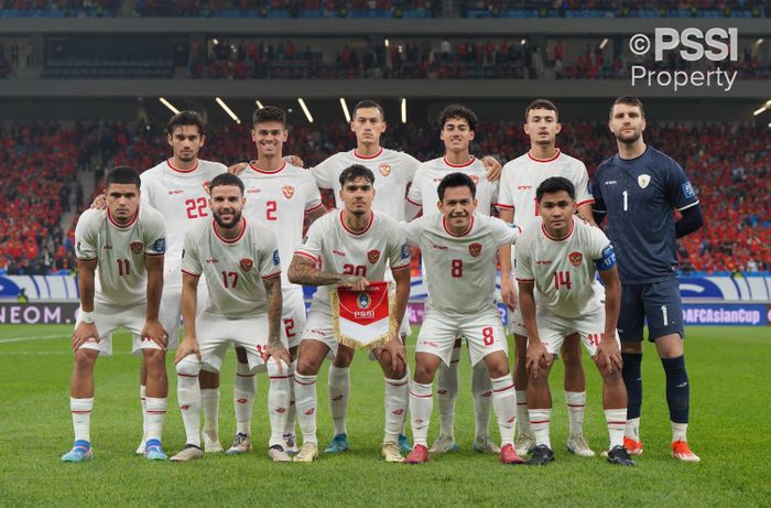 Starting Line-up skuad Timnas Indonesia Vs China dalam laga keempat Grup C Kualifikasi Piala Dunia 2026 zona Asia di Qingdao Youth Football Stadium, Qingdao, Selasa (15/10/2024).