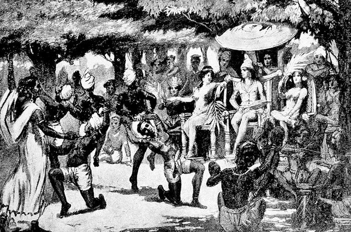 Lukisan yang menggambarkan perkawinan antara Raja Chandragupta dengan putri dari Seleucus I saat upaya kerja sama dan upaya perluasan Kekaisaran Seleukia ke wilayah Timur Asia.