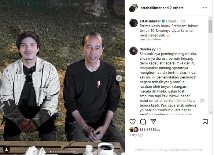 Atta Halilintar kirim pesan untuk Jokowi yang lengser dari jabatannya sebagai Presiden.
