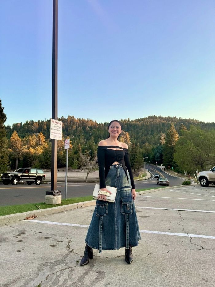 Potret modis Marshanda di Los Angeles.