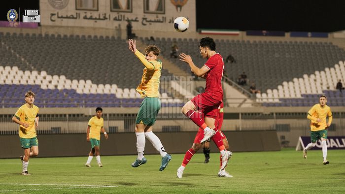 Suasana pertandingan antara timnas U-17 Indonesia melawan timnas U-17 Australia, Minggu (27/10/2024).