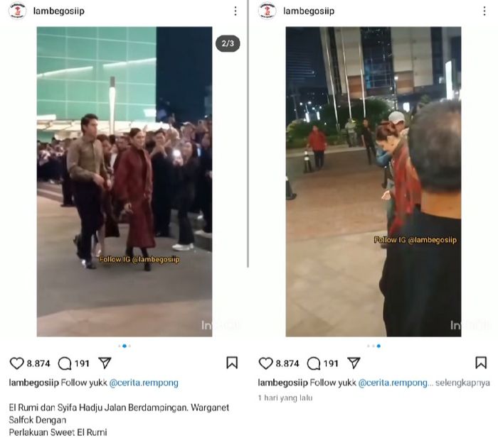 Momen manis El Rumi dan Syifa Hadju.