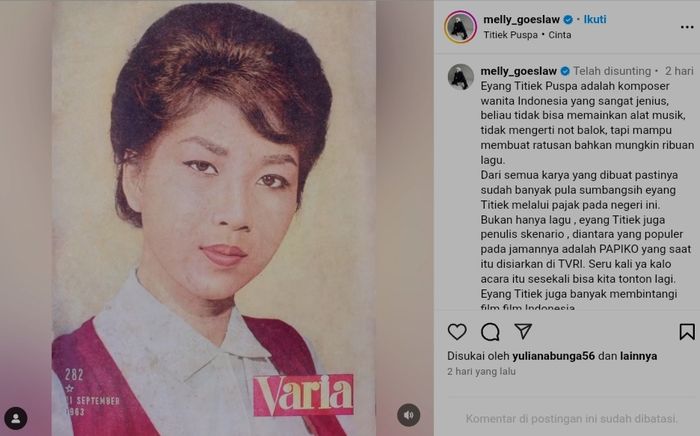 Unggahan Melly Goeslaw