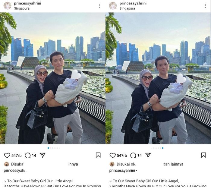 Syahrini dan Reino Barack pamerkan potret Princess R sedang jalan-jalan.