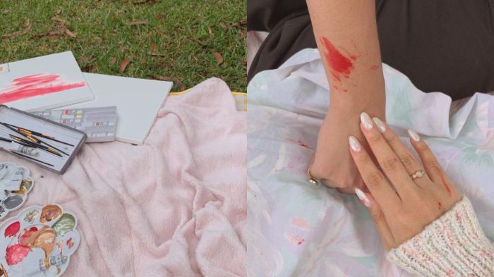 Nadin Amizah melukis bersama Faishal Tanjung