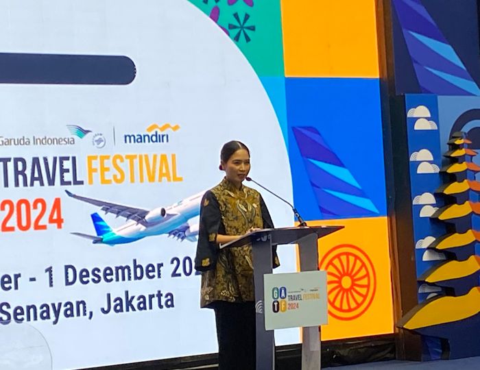Wamenpar Puspa dalam opening ceremony Garuda Indonesia Travel Festival (GATF) 2024 yang Grid.ID hadiri di Istora Senayan, Jakarta, Jumat (29/11/2024).