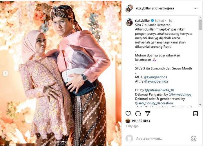 Lesti Kejora dan Rizky Billar gelar acara tujuh bulanan.