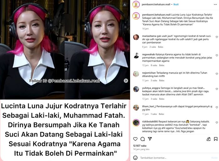 Lucinta Luna ngaku akan umrah sebagai laki-laki