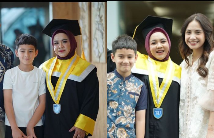 Reaksi Rafathar saat melihat mbak Lala make up wisuda.