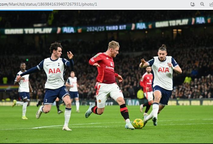 Manchester United berhadapan dengan Tottenham Hotspur pada perempat final Piala Liga Inggris 2024-2025, Jumat (20/12/2024) dini hari WIB.