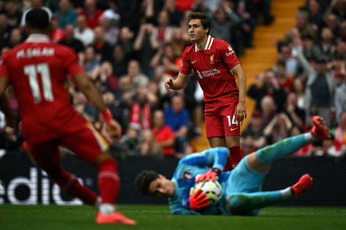 Federico Chiesa (14) saat beraksi dalam duel Liverpool melawan Bournemouth di Liga Inggris (21/9/2024).