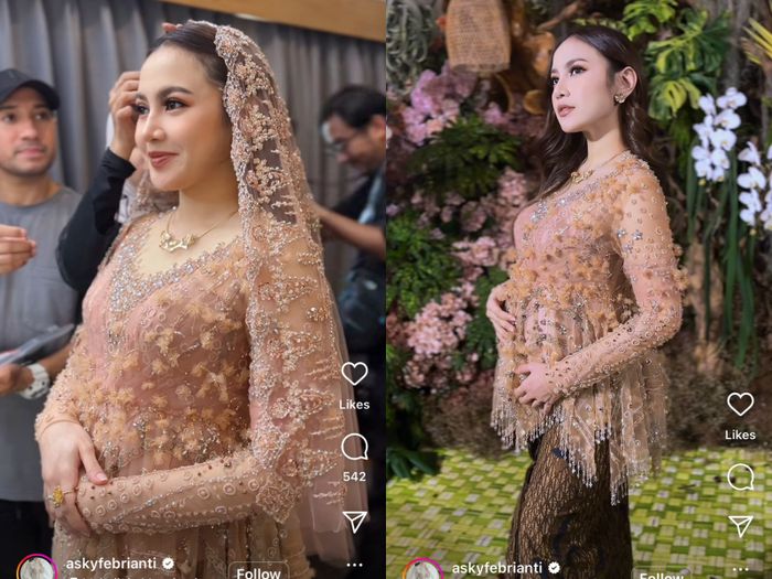 Kebaya Mahalini dibuat khusus oleh desainer Asky Febrianti.