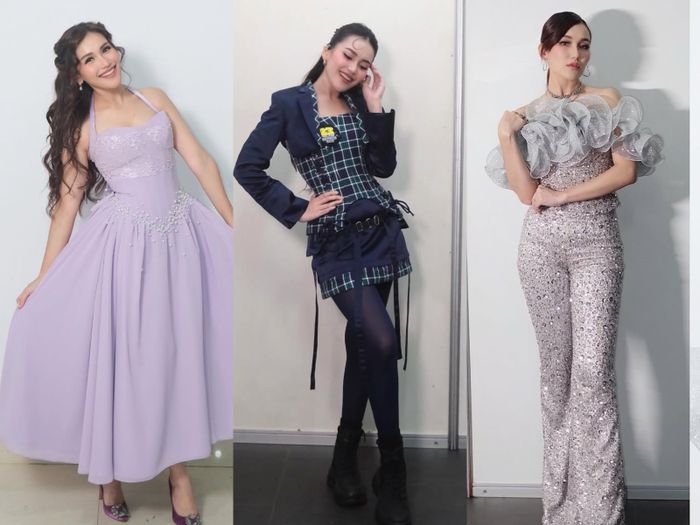 Beberapa gaya busana Ayu Ting Ting yang dirancang oleh desainer Felissa Thung.