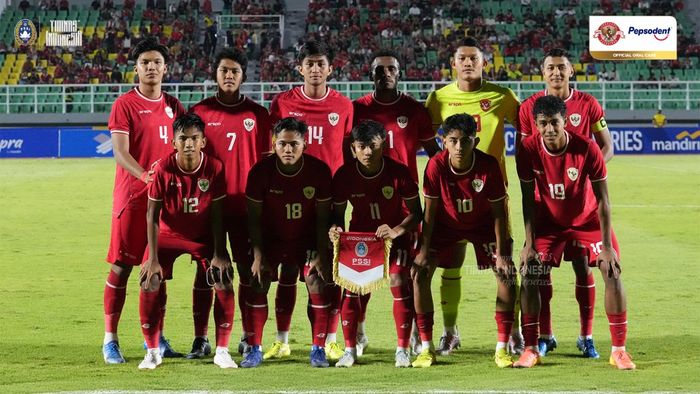 Skuad timnas U-20 Indonesia saat melawan Yordania, Jumat (24/1/2025).