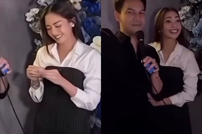 Screenshot atau tangkap layar video viral Jonathan Frizzy memberikan cincin kepada Ririn Dwi Ariyanti.