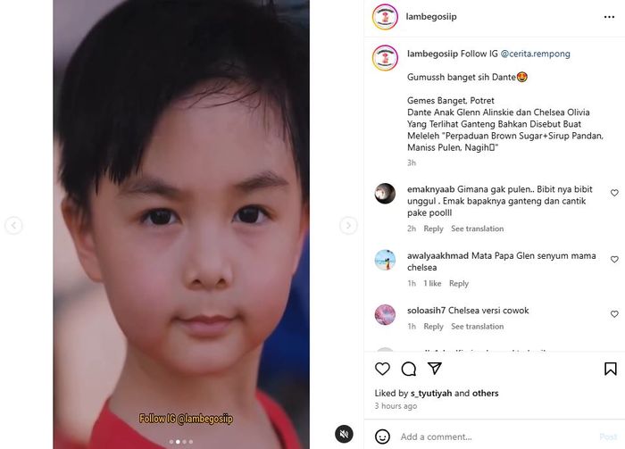 Paras Dante, putra sulung pasangan Glenn Alinskie dan Chelsea Olivia mendadak curi perhatian.