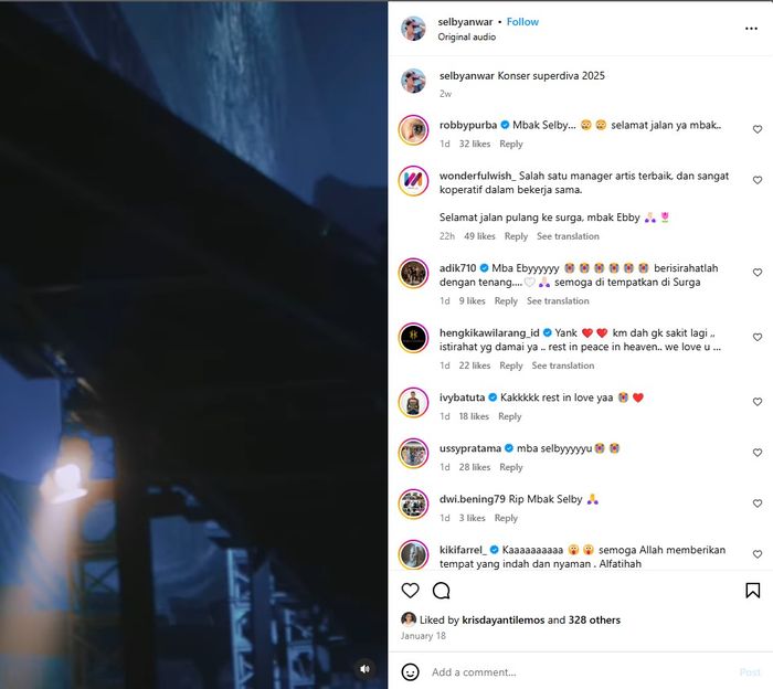 Unggahan Instagram Selby Anwar