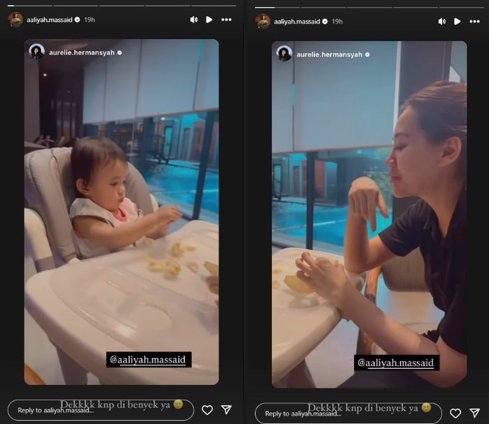 Aaliyah Massaid belajar merawat anak dari Aurel Hermansyah.