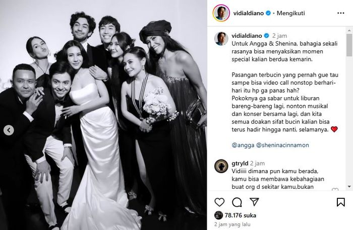 Unggahan Instagram Vidi Aldiano.