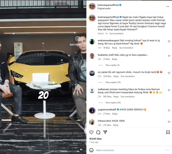 Hotman Paris sindir Firdaus Oiwobo.