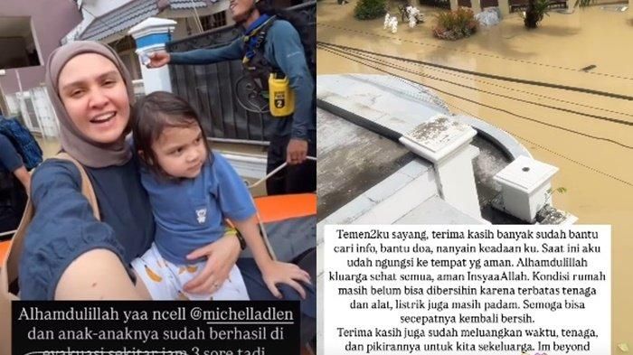 Mantan artis FTV, Michella Adlen harus mengungsi keluar rumah akibat mengalami banjir, Rabu, (4/3/2025),