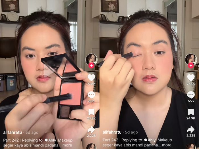 Tutorial makeup oleh content creator Alifah Ratu.