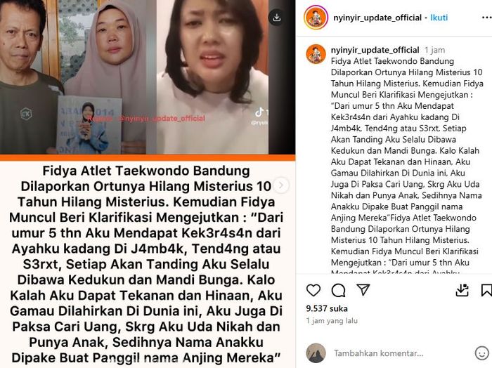 Atlet Taekwondo, Fidya Kamalinda yang hilang selama 10 tahun mendadak muncul dan ngaku sengajak minggat dari rumah