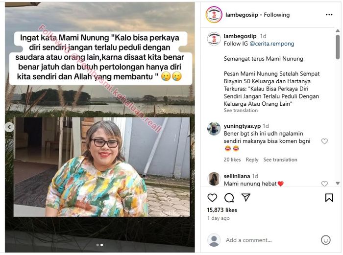 Nunung berikan pesan pada masyarakat usai jadi tulang punggung keluarga.