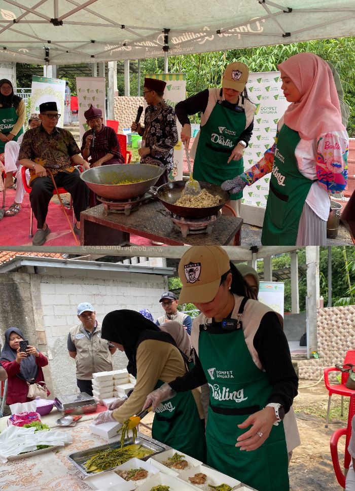 Marcella Zalianty dan Chef Amanda berbagi menu berbuka di kawasan Srengseng Sawah, Jakarta Selatan bersama Dompet Dhuafa