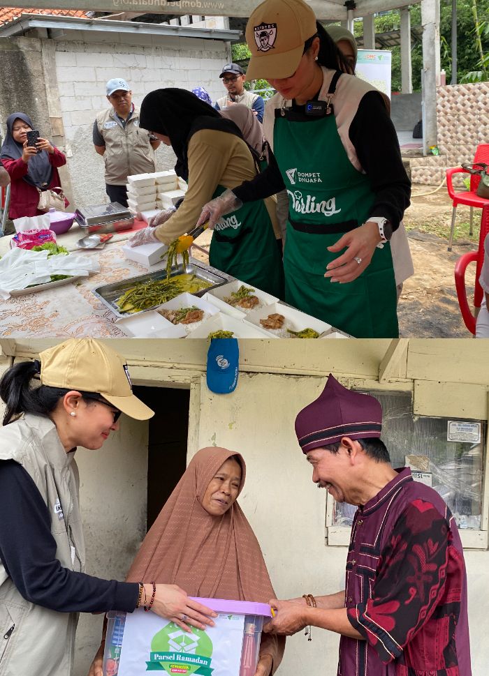 Marcella Zalianty dan Chef Amanda berbagi menu berbuka di kawasan Srengseng Sawah, Jakarta Selatan bersama Dompet Dhuafa