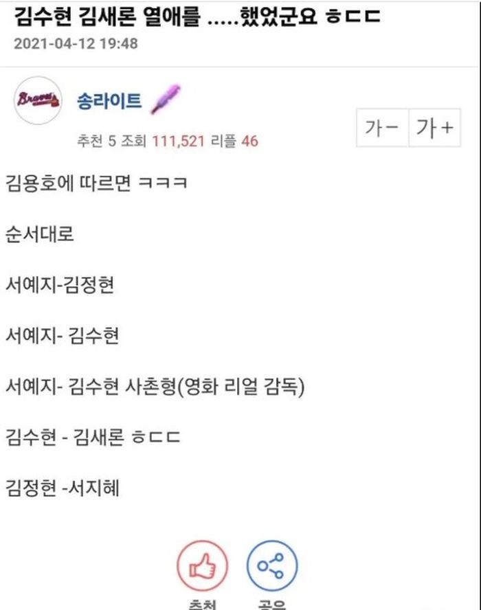 Pada tahun 2021, Kim Yong-ho membuat pernyataan mengejutkan terkait hubungan antara Kim Soo-hyun dan Kim Sae-ron.