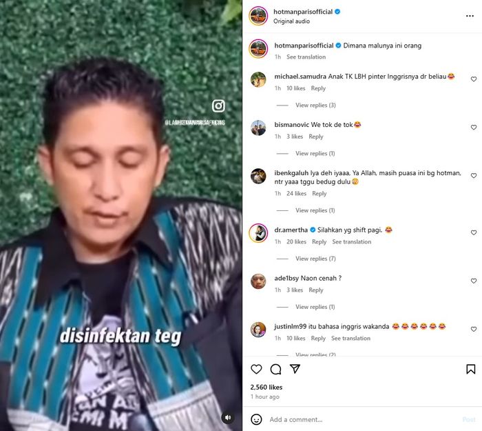 Hotman Paris beri sindiran pada Firdaus Oiwobo.