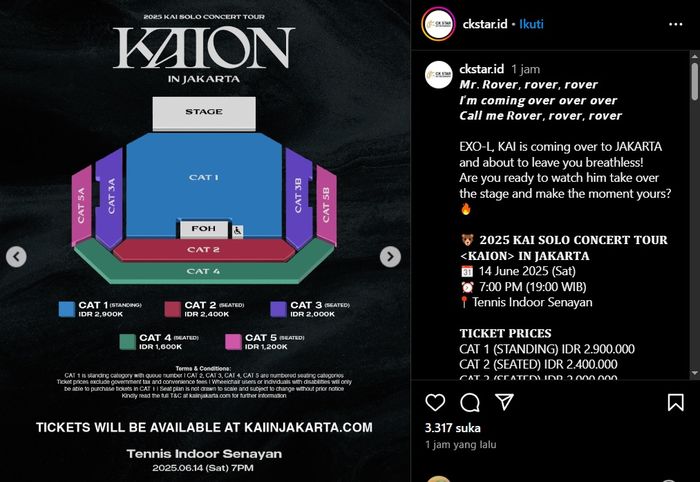 Kategori tiket konser solo KAI.