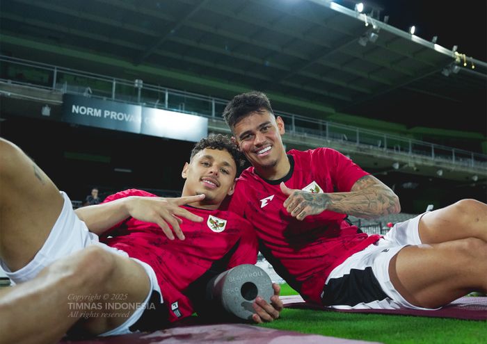 Sesi latihan perdana timnas Indonesia untuk melawan Australia di Kualifikasi Piala Dunia 2026.