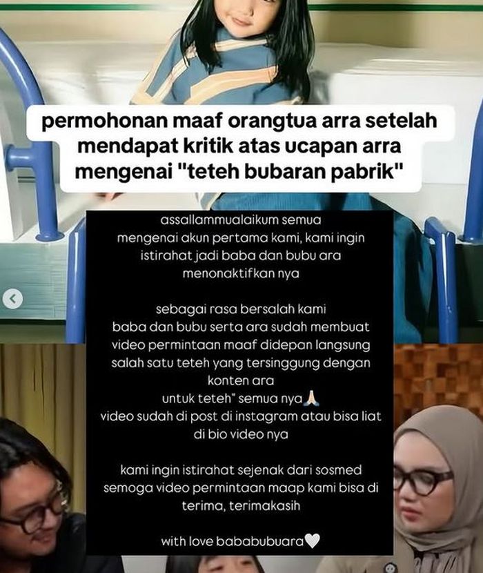 Dilaporkan ke Komnas Perlindungan Anak, Orangtua Selebgram Arra Langsung Pamit dari Instagram