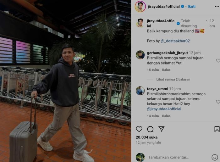 Jirayut mudik ke Thailand