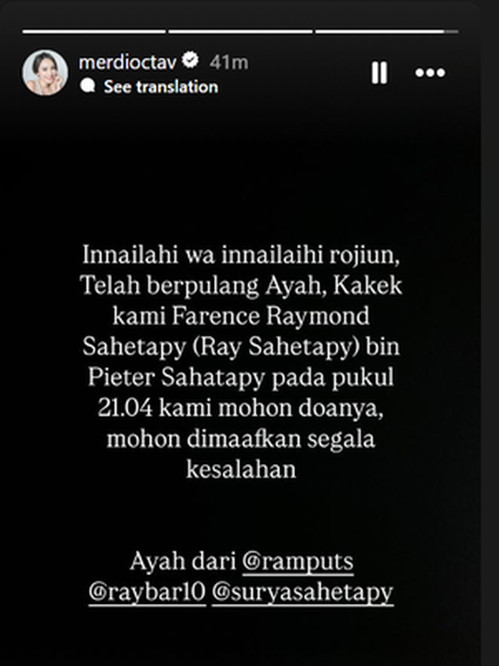 Aktor senior Ray Sahepaty meninggal dunia