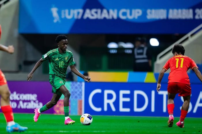 Suasana pertandingan antara timnas U-17 Arab Saudi melawan timnas U-17 China, Jumat (4/4/2025).