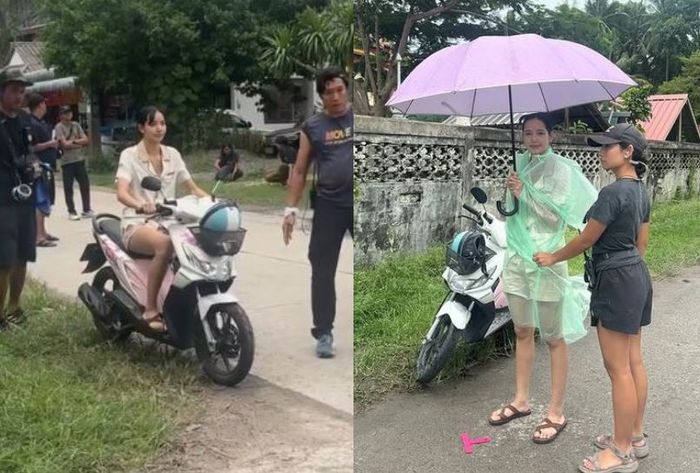 Momen langka Lisa Blackpink naik motor beat karbu