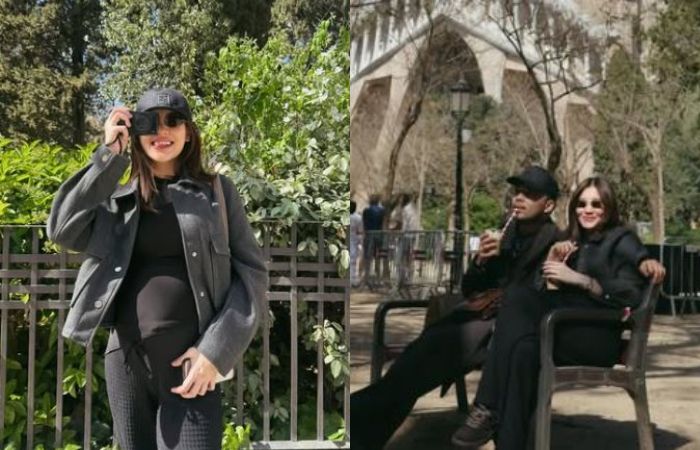Outfit Aaliyah Massaid liburan di Barcelona