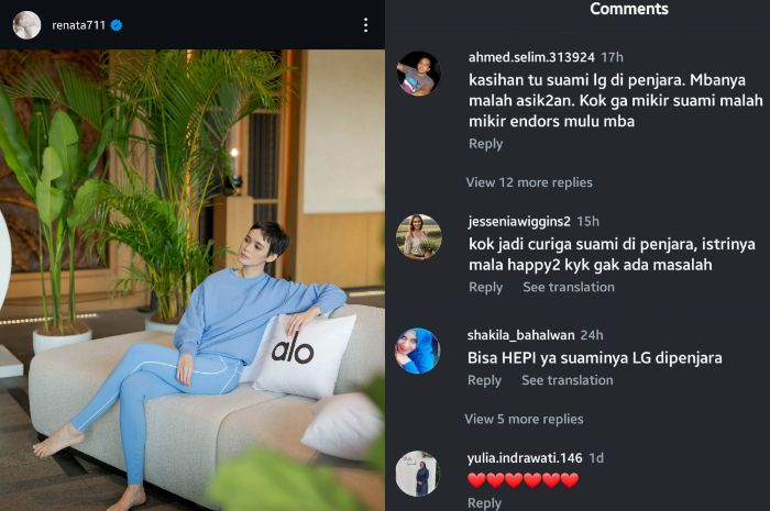 Setelah Fachri Albar ditangkap, kolom komentar Instagram Renata Kusmanto yaitu @renata711 sempat diserbu oleh netizen.