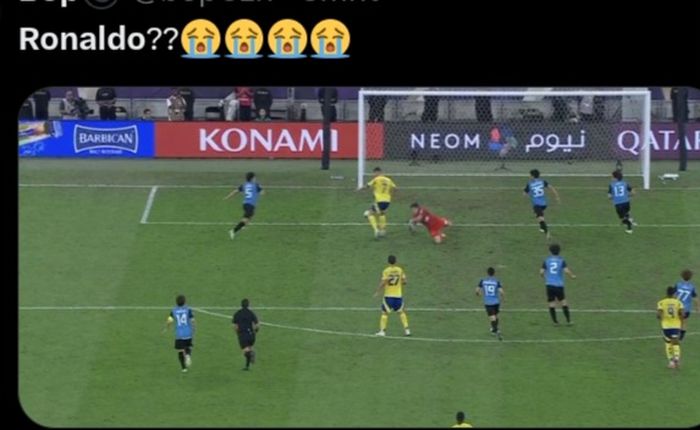 Momen Cristiano Ronaldongagal nyekor ke gawang Kawasaki Frontale.