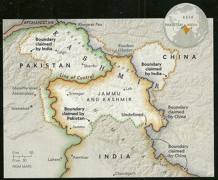 Peta wilayah Kashmir yang menjadi pemicu konflik India dan Pakistan.